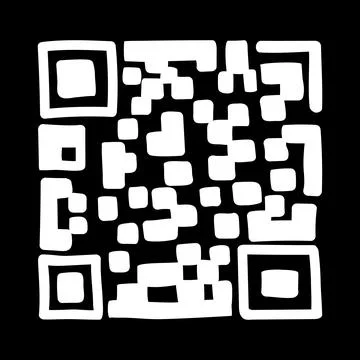 QR - Code isolated on black background. Universal Product Scan Code in doodle Stockillustratie