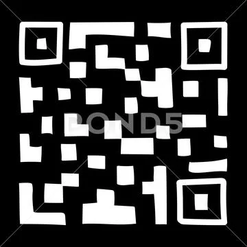 QR - Code isolated on black background. Universal Product Scan Code in doodle Stock Illustration