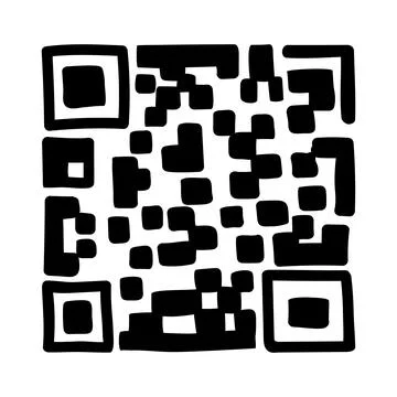 QR - Code isolated on white background. Universal Product Scan Code in doodle Illustrazione stock