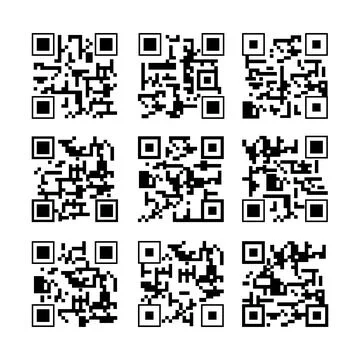 Qr code label set cartoon vector illustration Stock Illustration