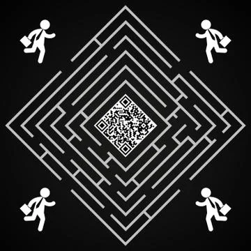 QR code labyrinth - who will use for first the QR code Stock Illustration