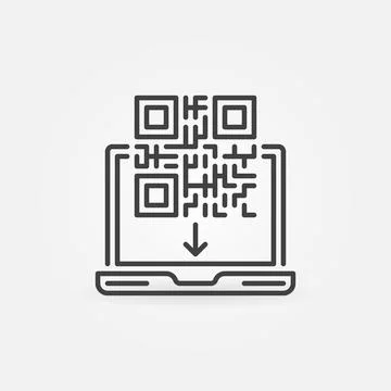 QR Code with Laptop linear vector concept icon イラスト素材