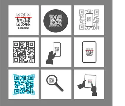 Qr code large set of vector icons Illustrazione stock