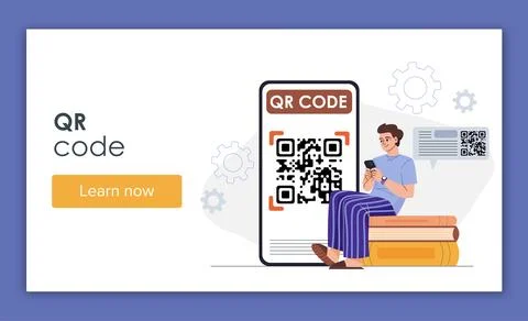 QR code learning concept illustration. Vector illustration Stock Illustration