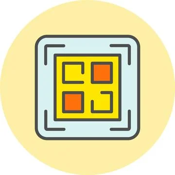 Qr Code Line Filled Circle Icon Stock-Illustration