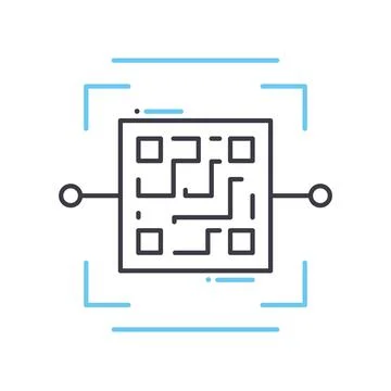 Qr code line icon, outline symbol, vector illustration, concept sign Stock Illustration