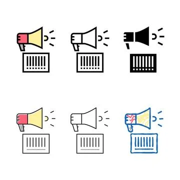 Qr code loudspeaker color icon vector types isolated Stock Illustration