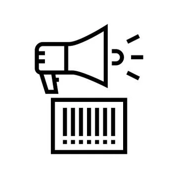 Qr code loudspeaker line icon vector illustration イラスト素材