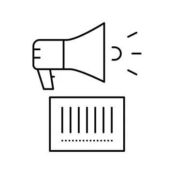 Qr code loudspeaker line icon vector isolated illustration 스톡 일러스트