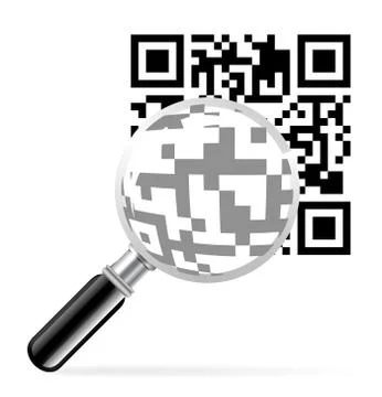 Qr code with loupe Stock Illustration