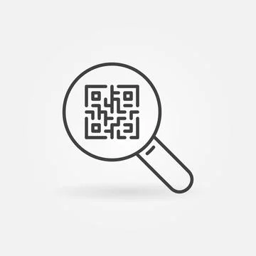 QR Code in Magnifier outline vector Search concept icon イラスト素材