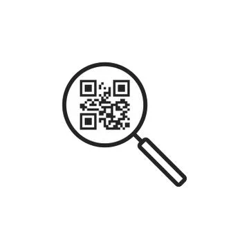 QR Code, magnifying icon. Vector illustration, flat design. 스톡 일러스트