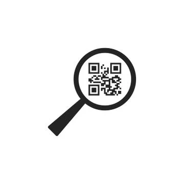 QR Code, magnifying icon. Vector illustration, flat design. Stock Illustration