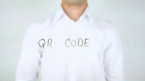 QR Code, Man Writing on Glass Stock Footage 77961145