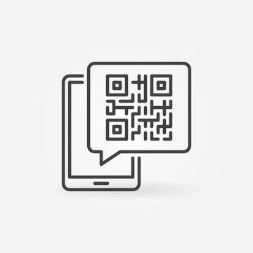 QR Code Message in Smartphone vector concept line icon Illustrazione stock