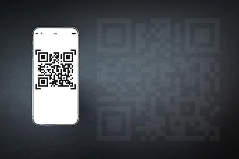 Qr code mobile. Digital mobile smart phone with qr code scanner on smartphone Stock-Fotos