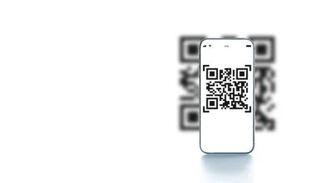 Qr code mobile. Digital mobile smart phone with qr code scanner on smartphone Foto stock