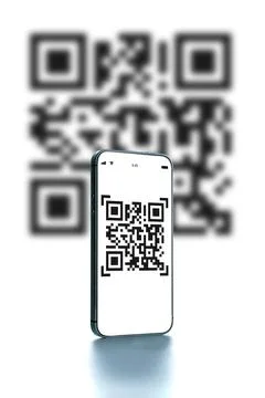 Qr code mobile. Digital mobile smart phone with qr code scanner on smartphone Stock Photos