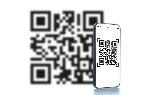 Qr code mobile. Digital mobile smart phone with qr code scanner on smartphone Foto stock