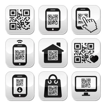 QR code on mobile or cell phone buttons set Stock-Illustration