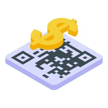 Qr code mobile payment icon, isometric style Illustrazione stock