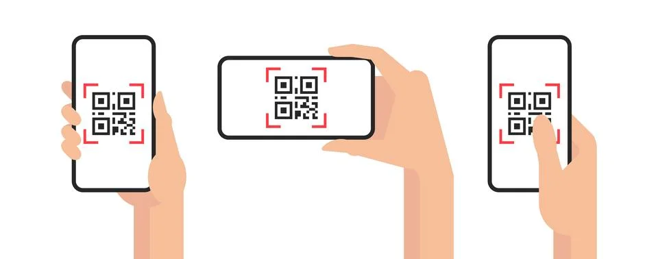 QR code mobile phone scan on screen Stock Illustration