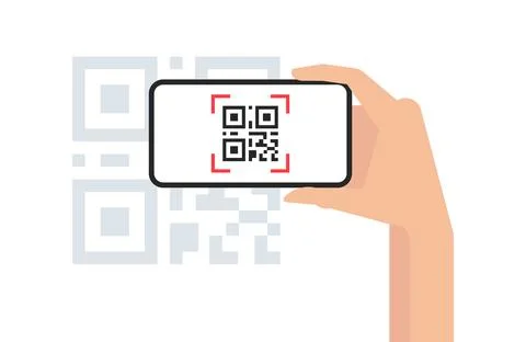QR code mobile phone scan on screen Stock Illustration