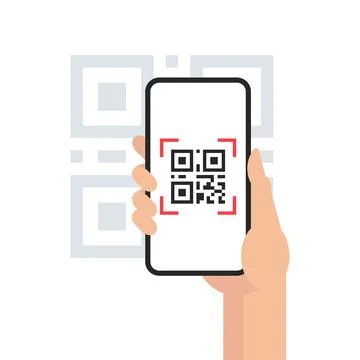 QR code mobile phone scan on screen Stock Illustration