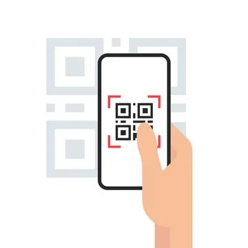 QR code mobile phone scan on screen Illustrazione stock