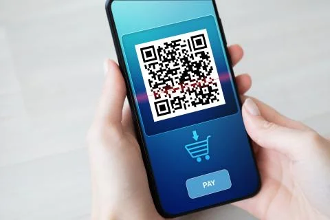 QR code mobile phone scan on screen. Business and technology concept. Foto stock