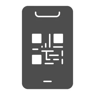 QR code on mobile phone solid icon, technologies concept, qr code payment sign Illustrazione stock