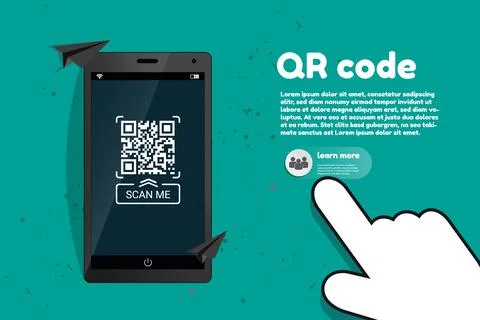 QR Code Mobile Scan Me Concept - Vector Illustration Isolated On Monochrome Stock Illustration
