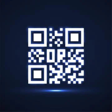 Qr code neon icon. Glowing logo Stock Illustration