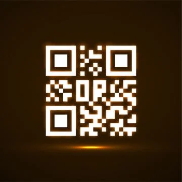 Qr code neon icon. Glowing logo Illustrazione stock