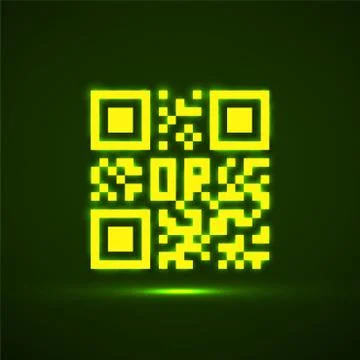 Qr code neon icon. Glowing logo, barcode identification. Vector Stock Illustration