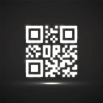 Qr code neon icon. Glowing logo, barcode identification. Vector Stock Illustration