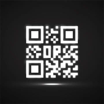 Qr code neon icon. Glowing logo, barcode identification. Vector illustration Stock Illustration