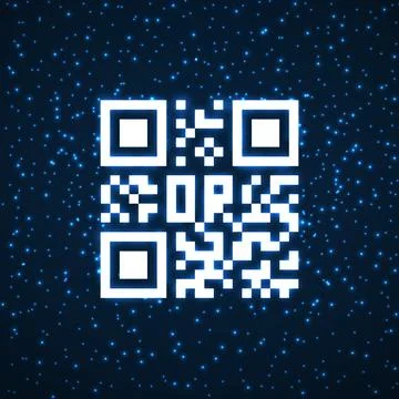 Qr code neon icon. Glowing logo, barcode identification 库存插图