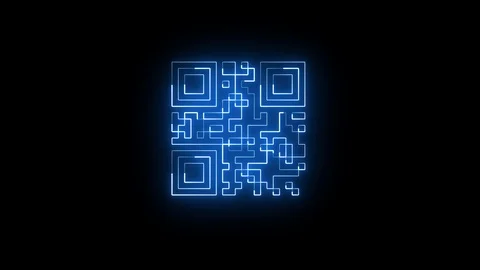 Qr code neon scanning technology,loop on black background Stock Footage 119413715