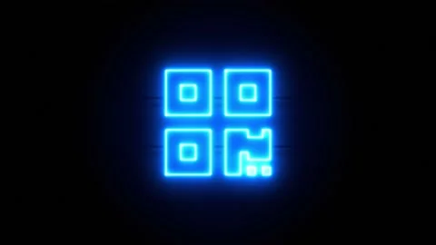 QR code neon sign appear in center and disappear after some time. Loop animation 動画素材 142748828