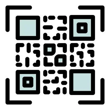 Qr code online icon outline . Screen scanner Stock Illustration