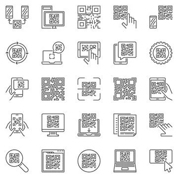 QR Code outline vector concept icons set イラスト素材