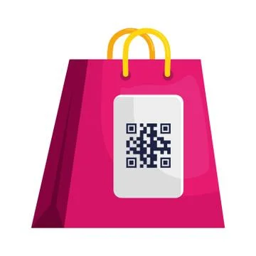 Qr code over bag vector design 스톡 일러스트