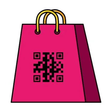Qr code over bag vector design 스톡 일러스트