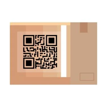 Qr code over box vector design 스톡 일러스트