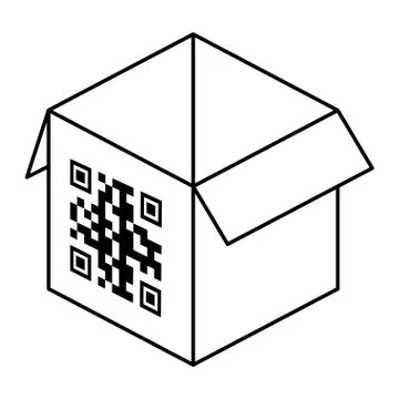 Qr code over box vector design Illustrazione stock