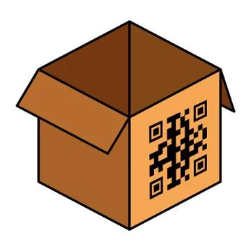 Qr code over box vector design 스톡 일러스트
