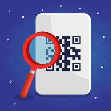 Qr code over receipt and lupe vector design Stock-Illustration