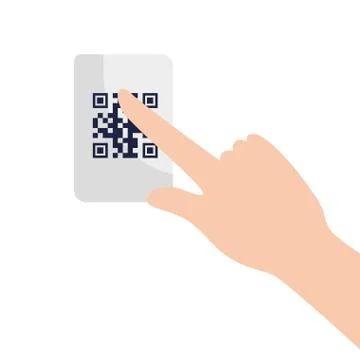Qr code over receipt paper and hand vector design Stock-Illustration