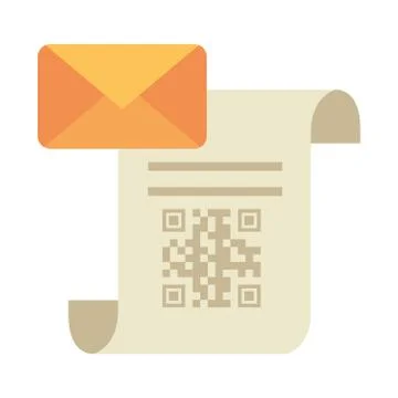 Qr code over receipt paper and envelope vector design Illustrazione stock